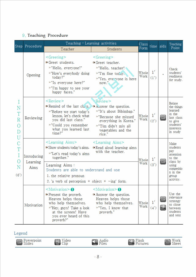 [영어과 수업지도안]지학사 중2 Lesson4 7차시(영문).hwp